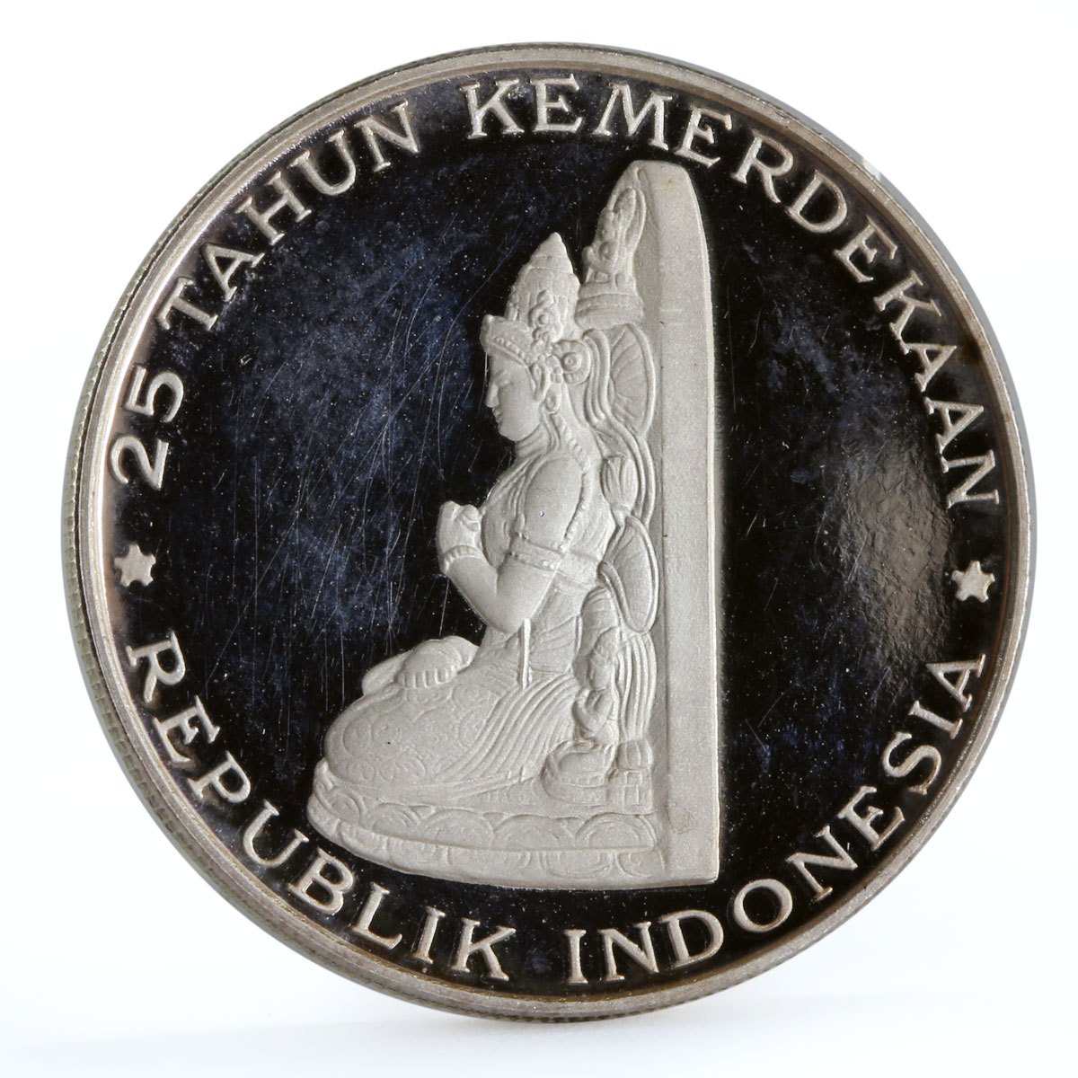 Indonesia 250 rupiah 25th Anniversary of Independence proof silver coin 1970