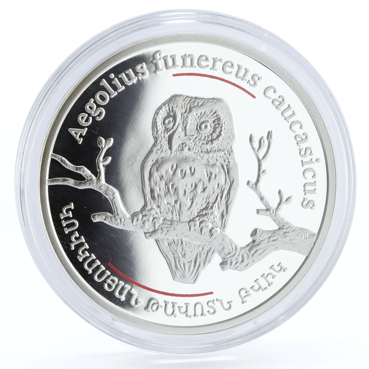 Armenia 100 dram Red Book of Armenia Owl Bird Fauna silver coin 2008