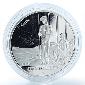 Saint John Island 1 dollar Indigenous Caribbean people silver plated coin 2015