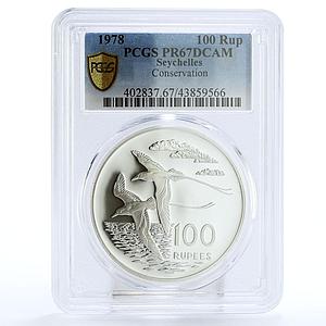Seychelles 100 rupees Conservation Tropic birds PR67 PCGS silver coin 1978