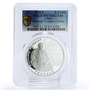 Ghana 5 cedis Vladimir Vysotsky Galilei PR70 PCGS silver coin 2021
