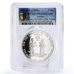 Jordan 5 dinars UNICEF For the Children of the World PR69 PCGS silver coin 1999