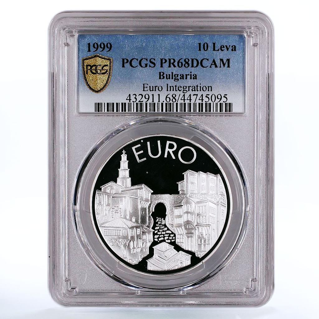 Bulgaria 10 leva Euro Integration Plovdiv City PR68 PCGS silver coin 1999