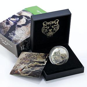 Fiji 10 dollars Endangered Wildlife Clouded Leopard Cat Fauna silver coin 2013