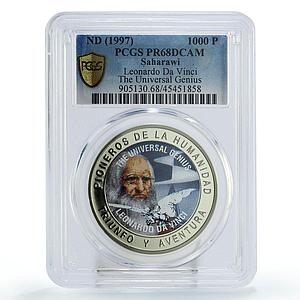 Saharawi 1000 pesetas The Universal Genius Da Vinci PR68 PCGS CuNi coin 1997