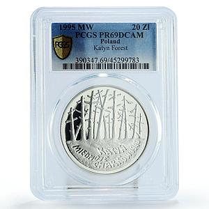 Poland 20 zlotych Katyn Burned Forest Memorial PR69 PCGS silver coin 1995