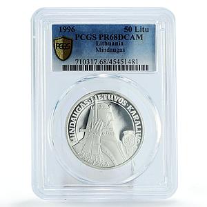 Lithuania 50 litu Rulers of Lithuania King Mindaugas PR68 PCGS silver coin 1996