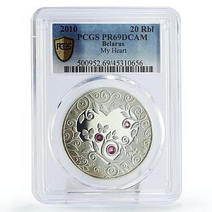 Belarus 20 rubles My Heart Love Feelings Emotions PR69 PCGS silver coin 2010