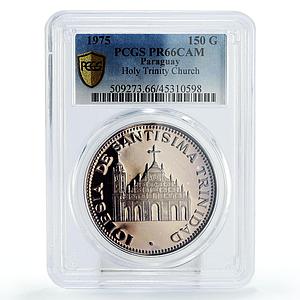Paraguay 150 guaranies Holy Trinity Church Religion PR66 PCGS silver coin 1975