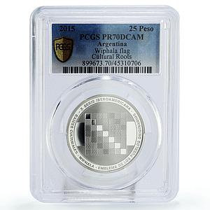 Argentina 25 pesos Cultural Roots Wiphala Flag PR70 PCGS silver coin 2015