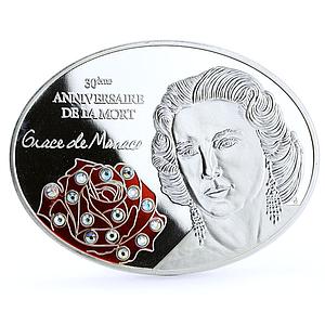 Fiji 10 dollars Monaco Princess Grace Kelly Red Rose Flower silver coin 2012