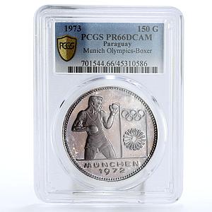 Paraguay 150 guaranies Munich Olympic Games Boxer PR66 PCGS silver coin 1973