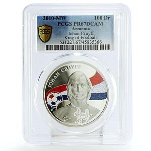 Armenia 100 dram Kings of Football Johan Cruyff PR67 PCGS silver coin 2010