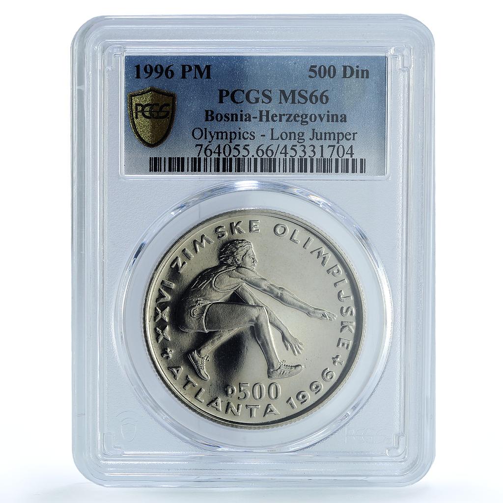 Bosnia 500 dinara Long Jumper KM-52 Atlanta Olympics MS 66 PCGS CuNi coin 1996 Bosnia 500 dinara Long Jumper KM-52 Atlanta Olympics MS 66 PCGS CuNi coin 1996