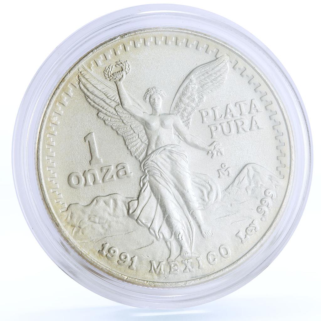 Mexico 1 onza Libertad Angel of Independence silver coin 1991