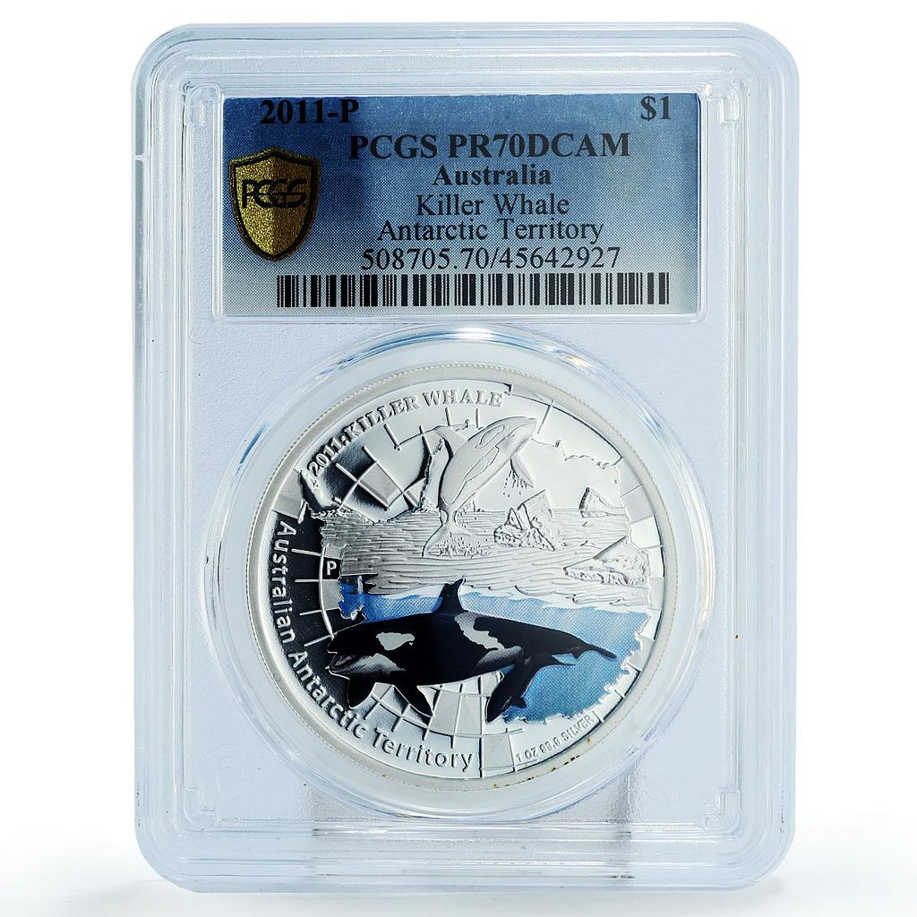 Australia 1 dollar Antarctic Territory Killer Whale Fauna PR70 PCGS Ag coin 2011