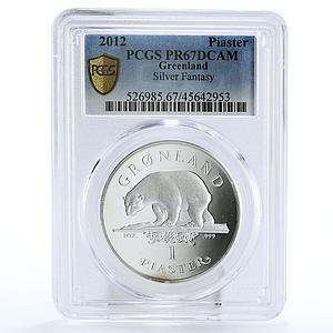 Denmark Greenland 1 piaster Endangered Fauna Polar Bear PR67 PCGS Ag coin 2012