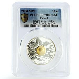 Poland 10 zlotych Beijing Olympic Games Swimming Dragon PR69 PCGS Ag coin 2008