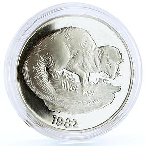 Jamaica 10 dollars Endangered Wildlife Mongoose Animals Fauna silver coin 1982