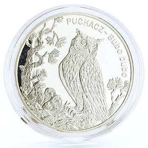 Poland 20 zlotych Endangered Wildlife Eagle Owl Bird Fauna silver coin 2005