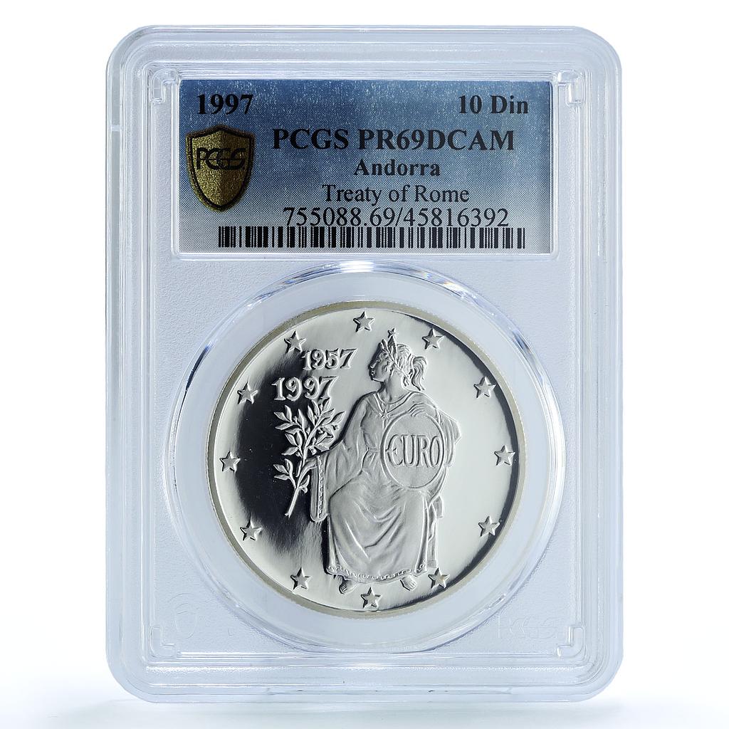 Andorra 10 diners Treaty of Rome EU Conference Woman PR69 PCGS silver coin 1997 Andorra 10 diners Treaty of Rome EU Conference Woman PR69 PCGS silver coin 1997