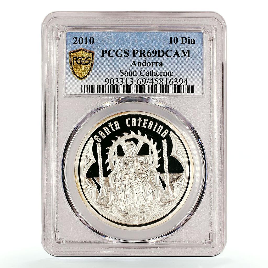 Andorra 10 diners Holy Helpers St. Catherine PR69 PCGS silver coin 2010