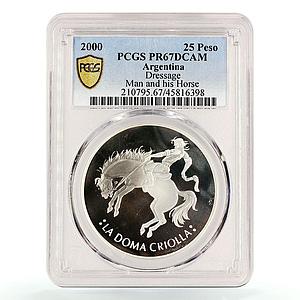Argentina 25 pesos Dressage Man on Horse PR67 PCGS proof silver coin 2000