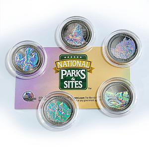 US 25 cents set of 5 America's National Park hologram coins 2012