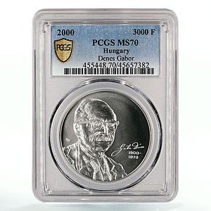 Hungary 3000 forint Hologram Inventor Gabor Denes MS70 PCGS silver coin 2000