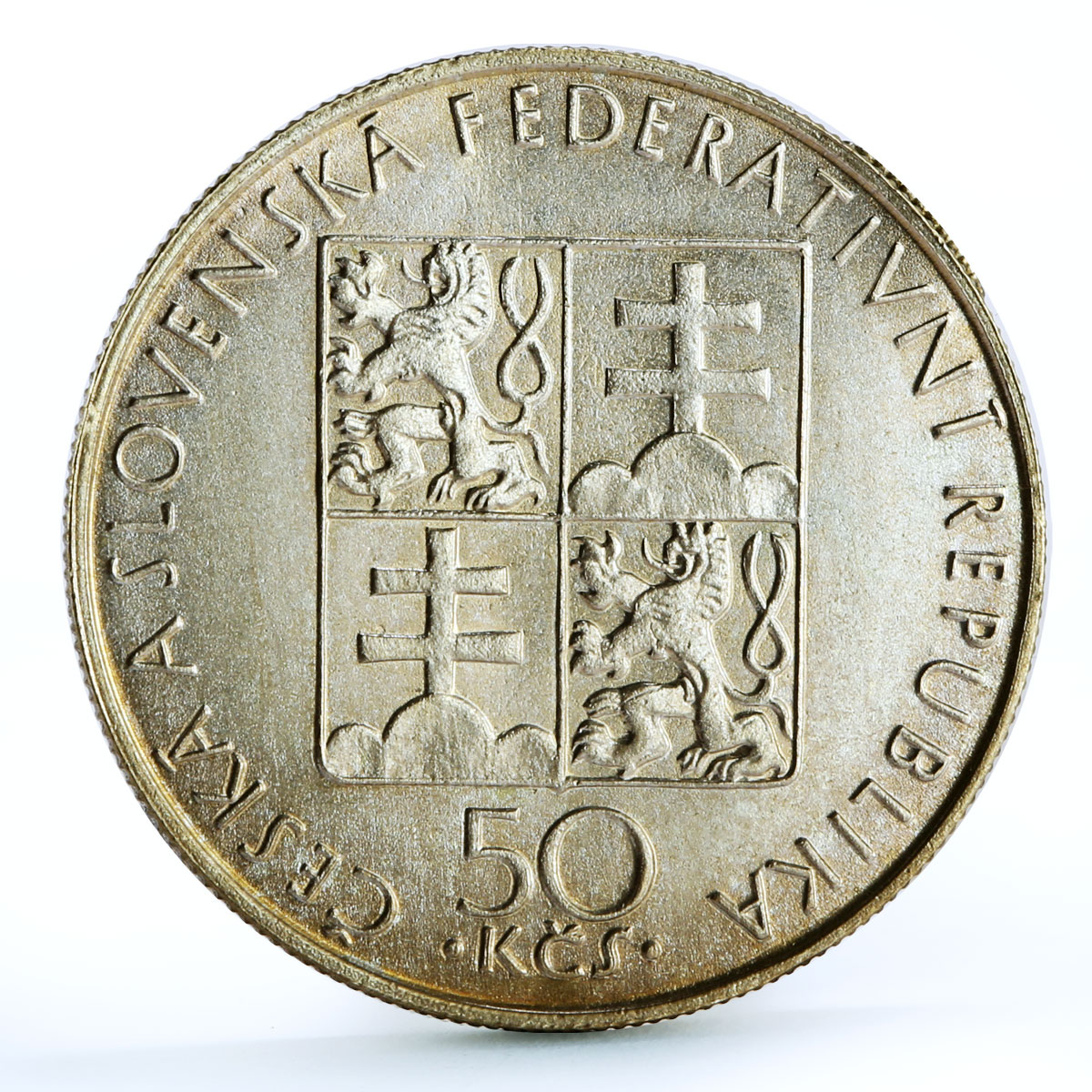 Czechoslovakia 50 korun St Agnes Religion Without Signature LK silver coin 1990 Czechoslovakia 50 korun St Agnes Religion Without Signature LK silver coin 1990