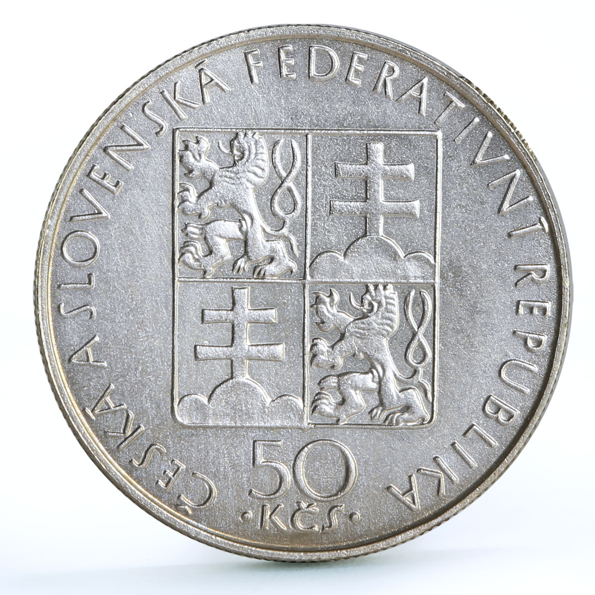 Czechoslovakia 50 korun St Agnes Religion Without Signature LK silver coin 1990 Czechoslovakia 50 korun St Agnes Religion Without Signature LK silver coin 1990