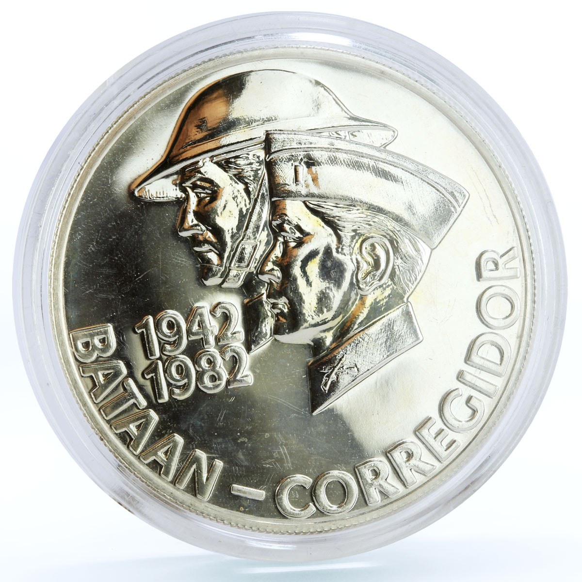 Philippines 50 piso 40th Anniversary of Bataan silver coin 1982