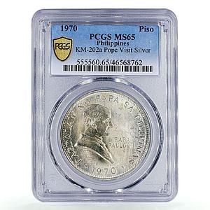 Philippines 1 piso Pope Paul VI Visit MS65 PCGS silver coin 1970