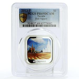 Tuvalu 1 dollar Red Square Kremlin Buildings Moscow PR69 PCGS silver coin 2013