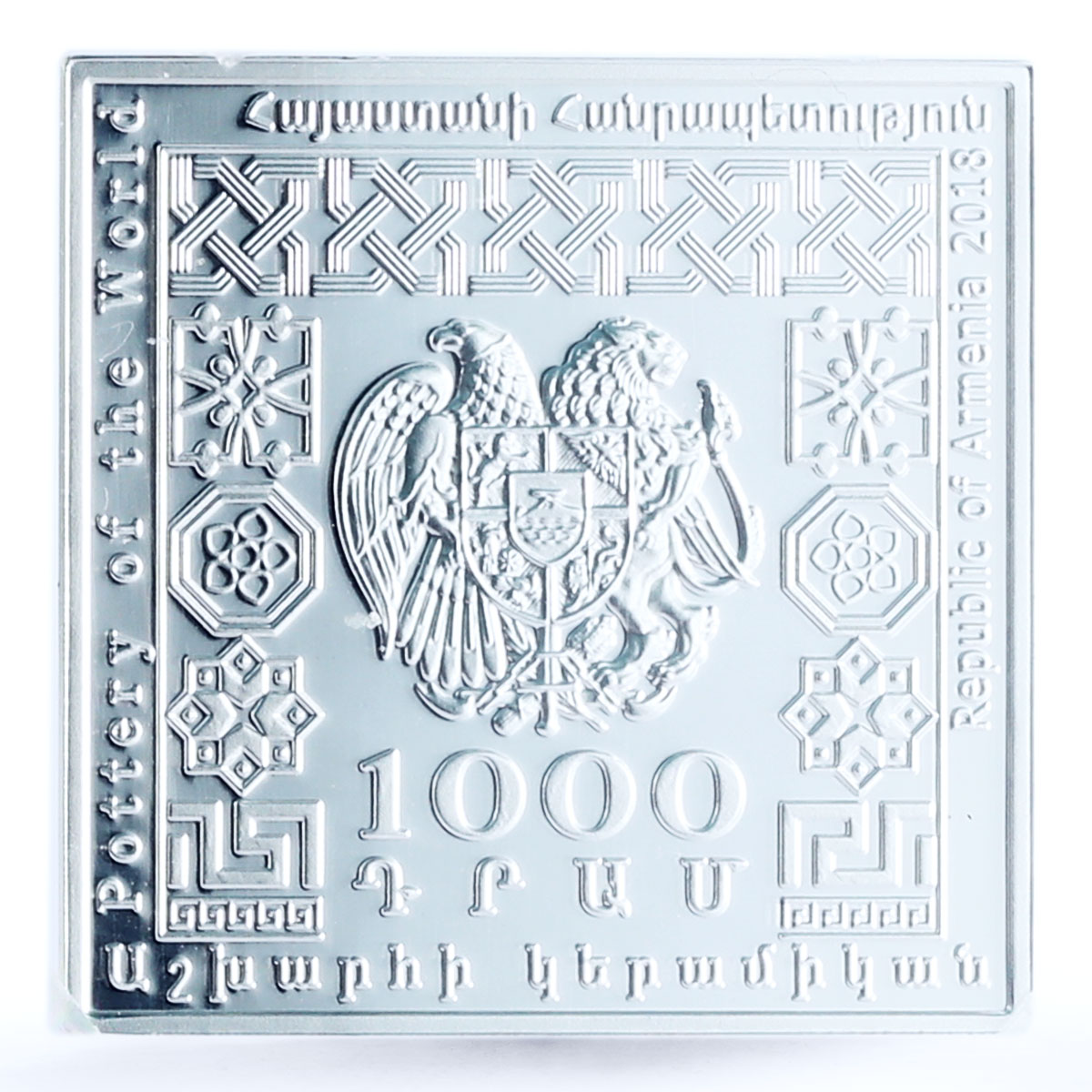 Armenia 1000 dram Folk Traditions Persian Pottery PR70 PCGS silver coin 2018