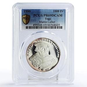 Togo 1000 francs Religion Reformation Martin Luther PR69 PCGS silver coin 1999