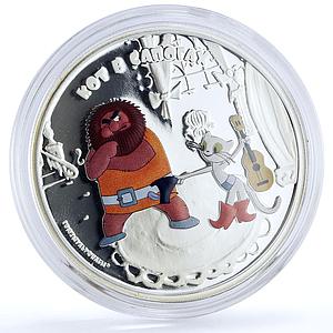 Cook Islands 5 dollars Soviet Cartoons Puss in Boots Cat Ogre silver coin 2013