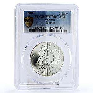 Ukraine 5 hryvnias Zodiac Signs Scorpio PR70 PCGS silver coin 2007