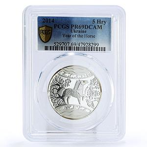 Ukraine 5 hryvnias Oriental Calendar Year of Horse PR69 PCGS silver coin 2014