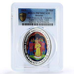 Belarus 20 rubles Pushkin Princess 7 Khights Literature PR70 PCGS Ag coin 2009
