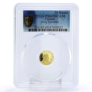 Croatia 20 kuna Coronation King Tomislav Head Facing PR69 PCGS gold coin 2010