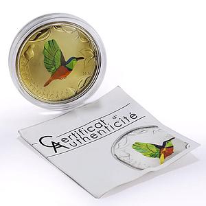 Togo 1000 francs Tropical Wildlife Green Sunbird Fauna colored silver coin 2010