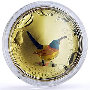 Togo 1000 francs Tropical Wildlife Blue Sunbird Fauna colored silver coin 2010
