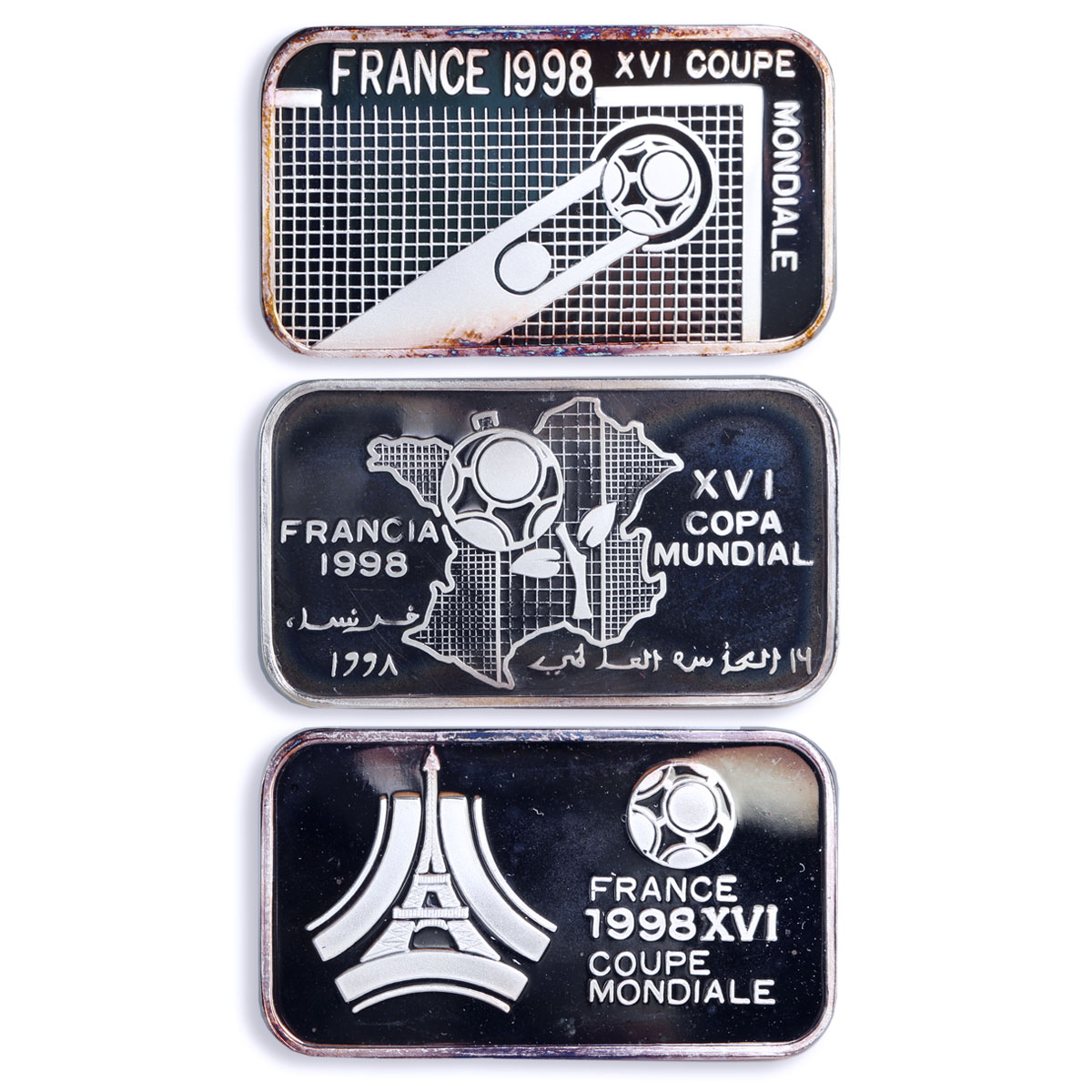 Benin Congo Saharawi set of 6 coins Football World Cup in France Ag coins 1997