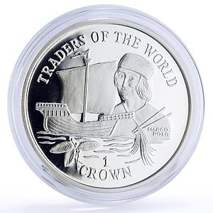 Gibraltar 1 crown Seafaring Ship Clipper Marco Polo silver coin 1998