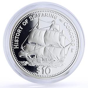 Solomon Islands 10 dollars Seafaring Concord Ship Clipper proof silver coin 2008