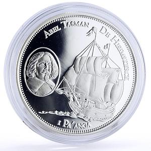 Tonga 1 paanga Seafaring De Heemskerck Ship Abel Tasman proof silver coin 2005