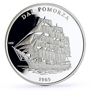 Ivory Coast 1000 francs Seafaring Dar Pomorza Ship Clipper silver coin 2010
