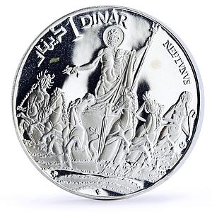 Tunisia 1 dinar Mythology Neptune Statue Sculpture Art proof silver coin 1969