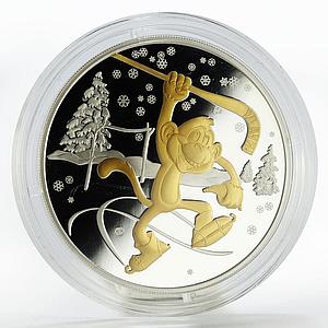 Laos 50000 kip Year of the Monkey gilded silver coin 2016